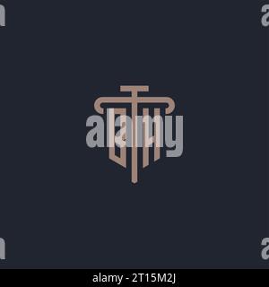 BH initial logo monogram with pillar icon design vector Stock Vector