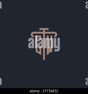 CW initial logo monogram with pillar icon design vector Stock Vector