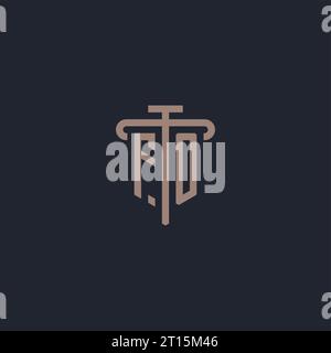 FO initial logo monogram with pillar icon design vector Stock Vector