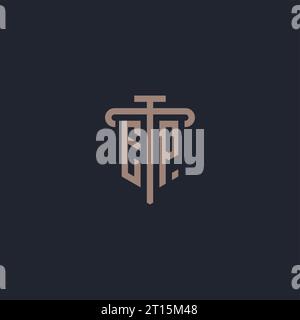 EP initial logo monogram with pillar icon design vector Stock Vector