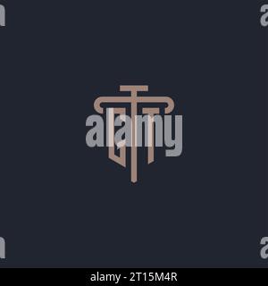 GT initial logo monogram with pillar icon design vector Stock Vector