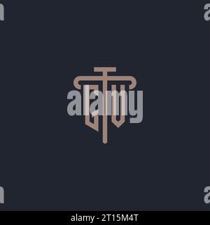GV initial logo monogram with pillar icon design vector Stock Vector