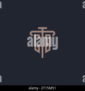 GB initial logo monogram with pillar icon design vector Stock Vector