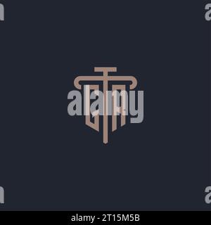 GR initial logo monogram with pillar icon design vector Stock Vector