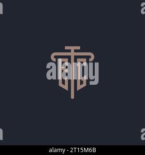 EG initial logo monogram with pillar icon design vector Stock Vector