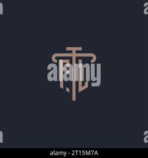 FL initial logo monogram with pillar icon design vector Stock Vector