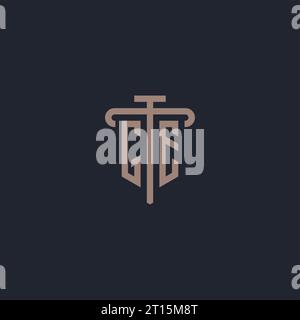 GE initial logo monogram with pillar icon design vector Stock Vector