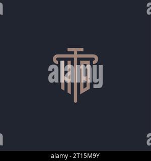 HB initial logo monogram with pillar icon design vector Stock Vector