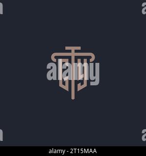 GY initial logo monogram with pillar icon design vector Stock Vector