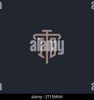 IB initial logo monogram with pillar icon design vector Stock Vector