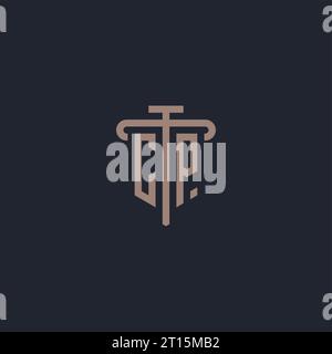 CP initial logo monogram with pillar icon design vector Stock Vector