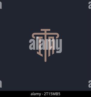IA initial logo monogram with pillar icon design vector Stock Vector