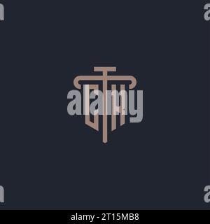 CK initial logo monogram with pillar icon design vector Stock Vector