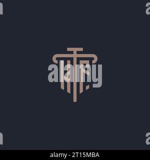 HF initial logo monogram with pillar icon design vector Stock Vector