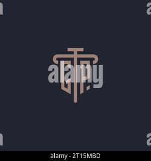 GP initial logo monogram with pillar icon design vector Stock Vector