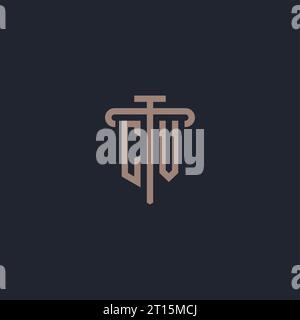 CV initial logo monogram with pillar icon design vector Stock Vector