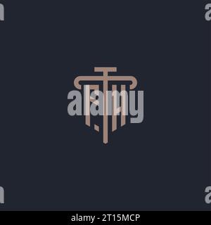 FH initial logo monogram with pillar icon design vector Stock Vector