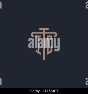 IC initial logo monogram with pillar icon design vector Stock Vector