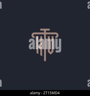 HV initial logo monogram with pillar icon design vector Stock Vector