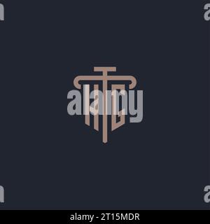HG initial logo monogram with pillar icon design vector Stock Vector