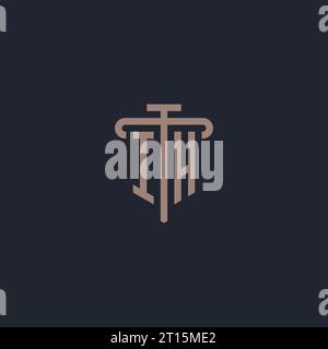 IH initial logo monogram with pillar icon design vector Stock Vector