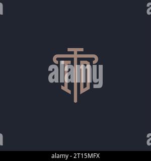 ID initial logo monogram with pillar icon design vector Stock Vector