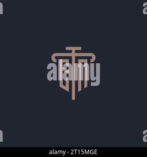 EN initial logo monogram with pillar icon design vector Stock Vector