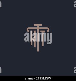 HT initial logo monogram with pillar icon design vector Stock Vector