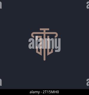JL initial logo monogram with pillar icon design vector Stock Vector