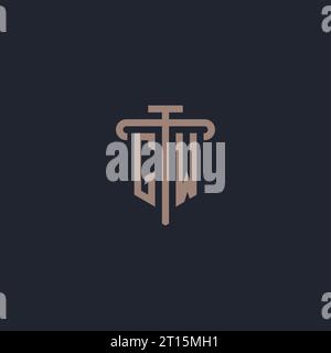 GW initial logo monogram with pillar icon design vector Stock Vector