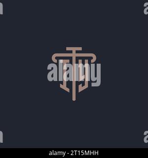 IY initial logo monogram with pillar icon design vector Stock Vector