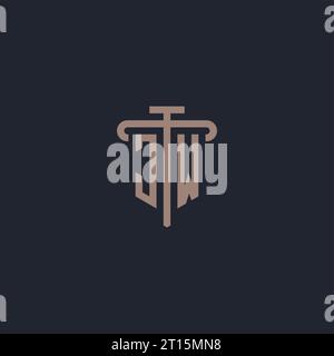 JW initial logo monogram with pillar icon design vector Stock Vector
