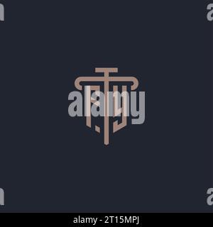 FY initial logo monogram with pillar icon design vector Stock Vector