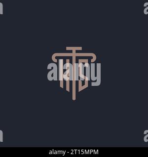 KS initial logo monogram with pillar icon design vector Stock Vector
