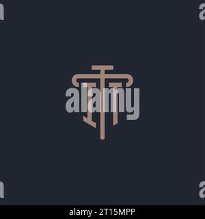 IT initial logo monogram with pillar icon design vector Stock Vector