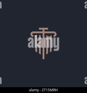 HM initial logo monogram with pillar icon design vector Stock Vector