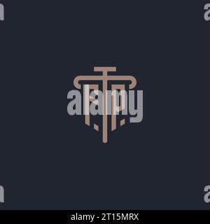 FP initial logo monogram with pillar icon design vector Stock Vector
