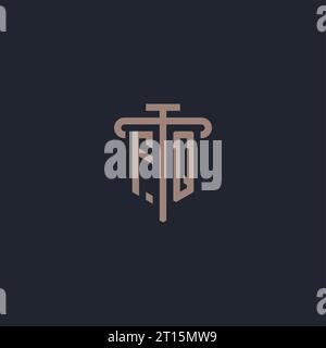 FQ initial logo monogram with pillar icon design vector Stock Vector