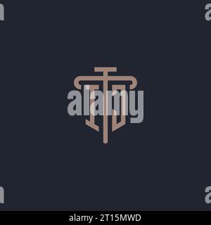 IJ initial logo monogram with pillar icon design vector Stock Vector