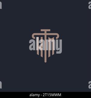 KM initial logo monogram with pillar icon design vector Stock Vector