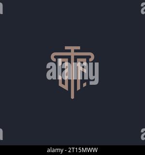JF initial logo monogram with pillar icon design vector Stock Vector