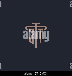 JT initial logo monogram with pillar icon design vector Stock Vector