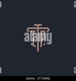 IP initial logo monogram with pillar icon design vector Stock Vector