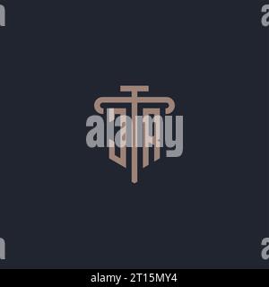 JR initial logo monogram with pillar icon design vector Stock Vector