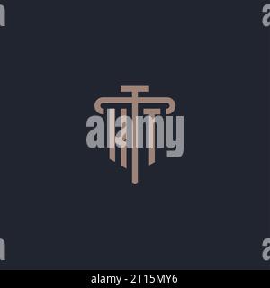 KT initial logo monogram with pillar icon design vector Stock Vector