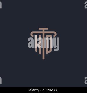 KO initial logo monogram with pillar icon design vector Stock Vector