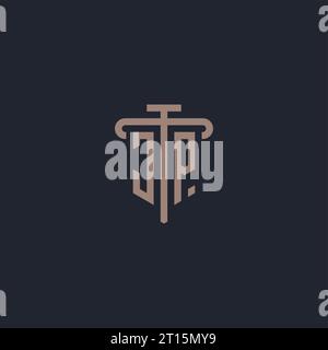 JP initial logo monogram with pillar icon design vector Stock Vector
