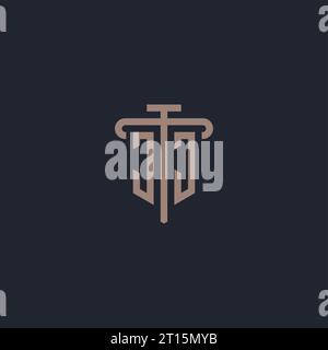 JJ initial logo monogram with pillar icon design vector Stock Vector