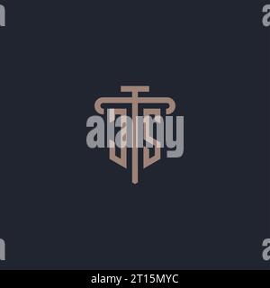 JS initial logo monogram with pillar icon design vector Stock Vector