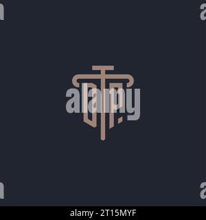 DP initial logo monogram with pillar icon design vector Stock Vector
